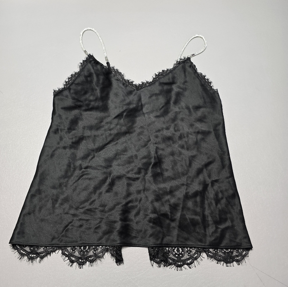 Victoria's secret black lace open back tank top women's size small